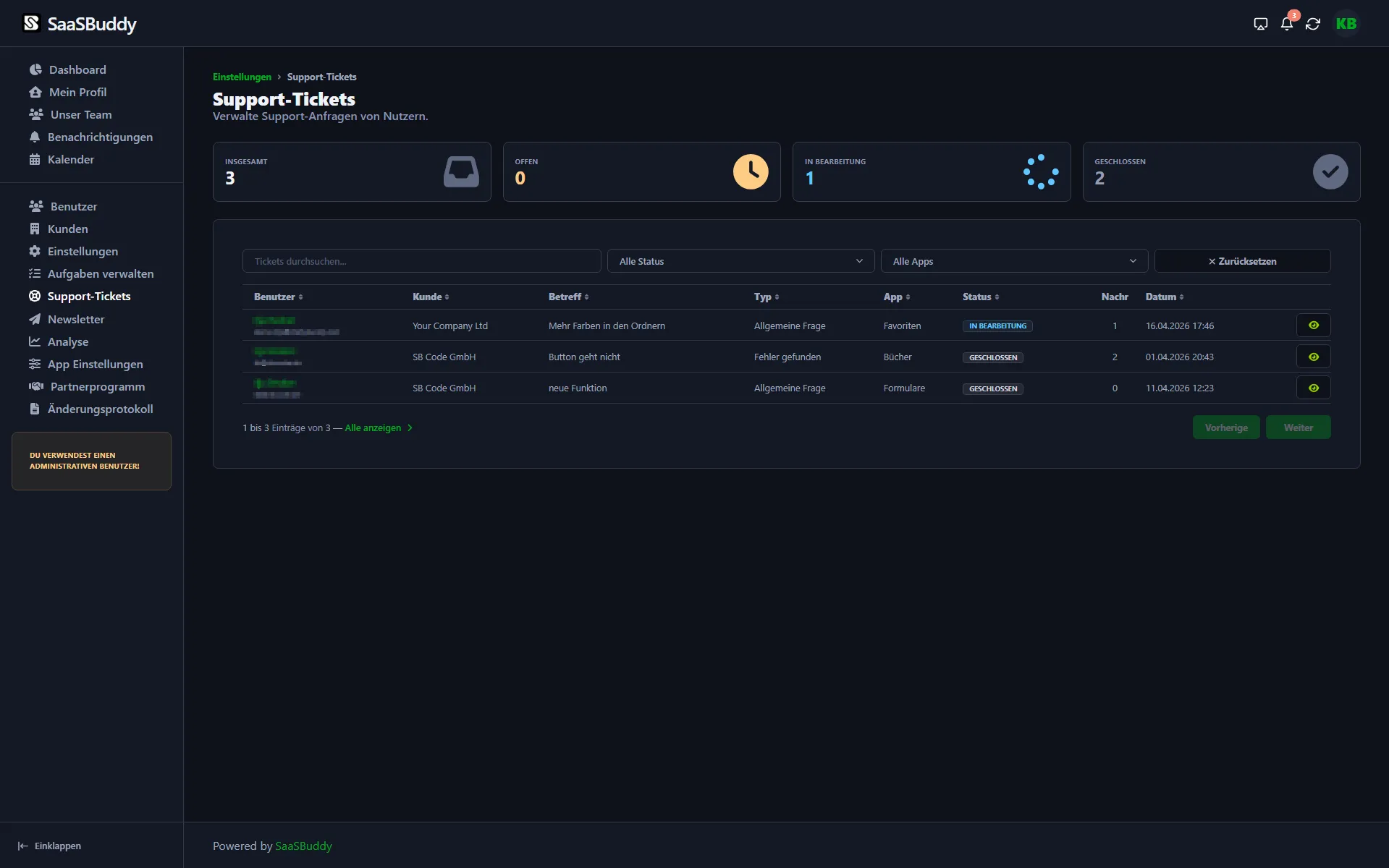 Support Ticketsystem